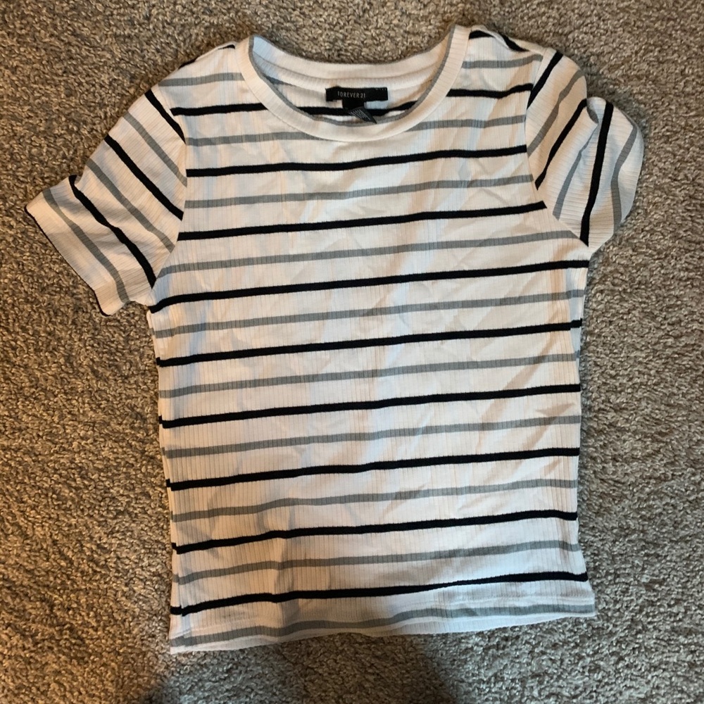Forever 21 black, white and grey striped shirt!